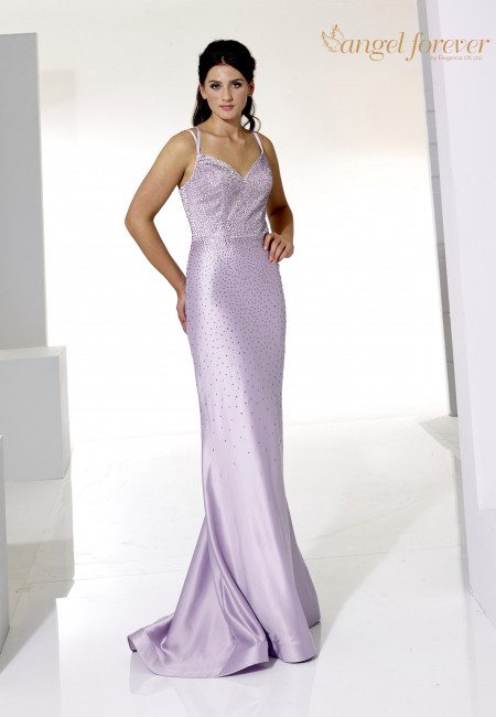 Angel Forever lilac satin fishtail evening dress / prom dress